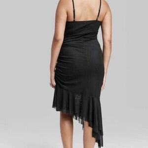 Wild Fable Womens Sleeveless Asymmetrical Black Mesh Dress